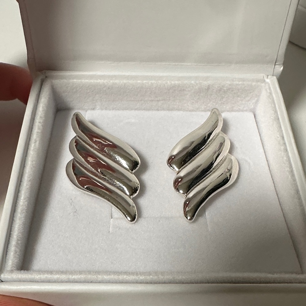 Heaven Mayhem Silver Wing Earrings